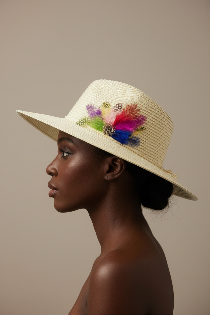 VIVA VENTO FEATHER HANDMADE DESIGN FLOPPY SUN HAT COLLECTION