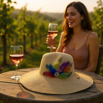 SUN BIRD FEATHER HANDMADE DESIGN FLOPPY SUN HAT COLLECTION
