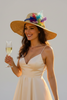 Handmade fedora straw hat with brooch