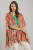 Tropical bloom ruffle sleeve kimono