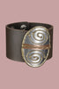 Handmade genuine leather bracelet with swirl mixed metals