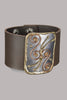 Handmade genuine leather bracelet with mixed swirl metals