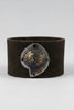 Handmade silver tone sea shell fossil leather bracelet