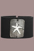 Handmade bronze silver starfish accent leather bracelet
