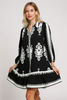 Black paisley tiered hem swing dress