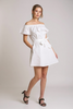 Ruffle off-shoulder mini dress with self sash