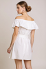 Ruffle off-shoulder dress with self sash