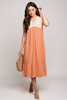 Sleeveless crochet trimmed tunic midi dress
