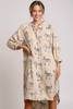 Zebra print satin button-down midi dress