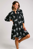 Satin zebra midi dress with high-low hem