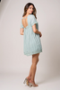 Sage square neck embroidered tunic mini dress