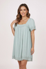 Sage green tunic mini dress with embroidery detail