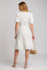 Tiered midi dress with puff sleeves and pockets