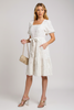 Puff sleeve square neck tiered midi dress