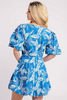 Bubble hem short sleeve leaf print dress