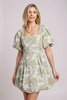 Leaf print bubble hem dress