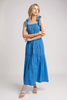 Black smocked maxi dress by Mandalay and Company