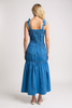 Black smocked tie-shoulder maxi dress
