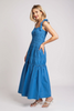 Smocked bodice black maxi dress