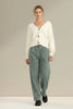 Wide leg pleated pants in gray green