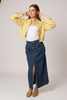 Streetline slit midi denim skirt in indigo