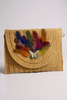 Feathered Whimsy hand designed straw envelope clutch
