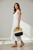 Colorful straw braided tote bag