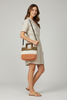 Trio color straw braided bag close up