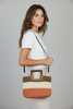 Handmade straw braided striped tote