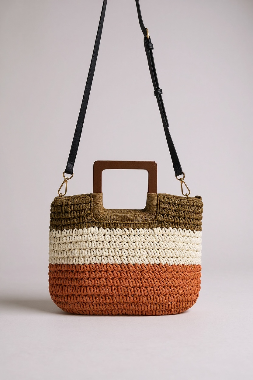 MODWOVEN TRIO COLOR HANDMADE STRAW BRAIDED BAG
