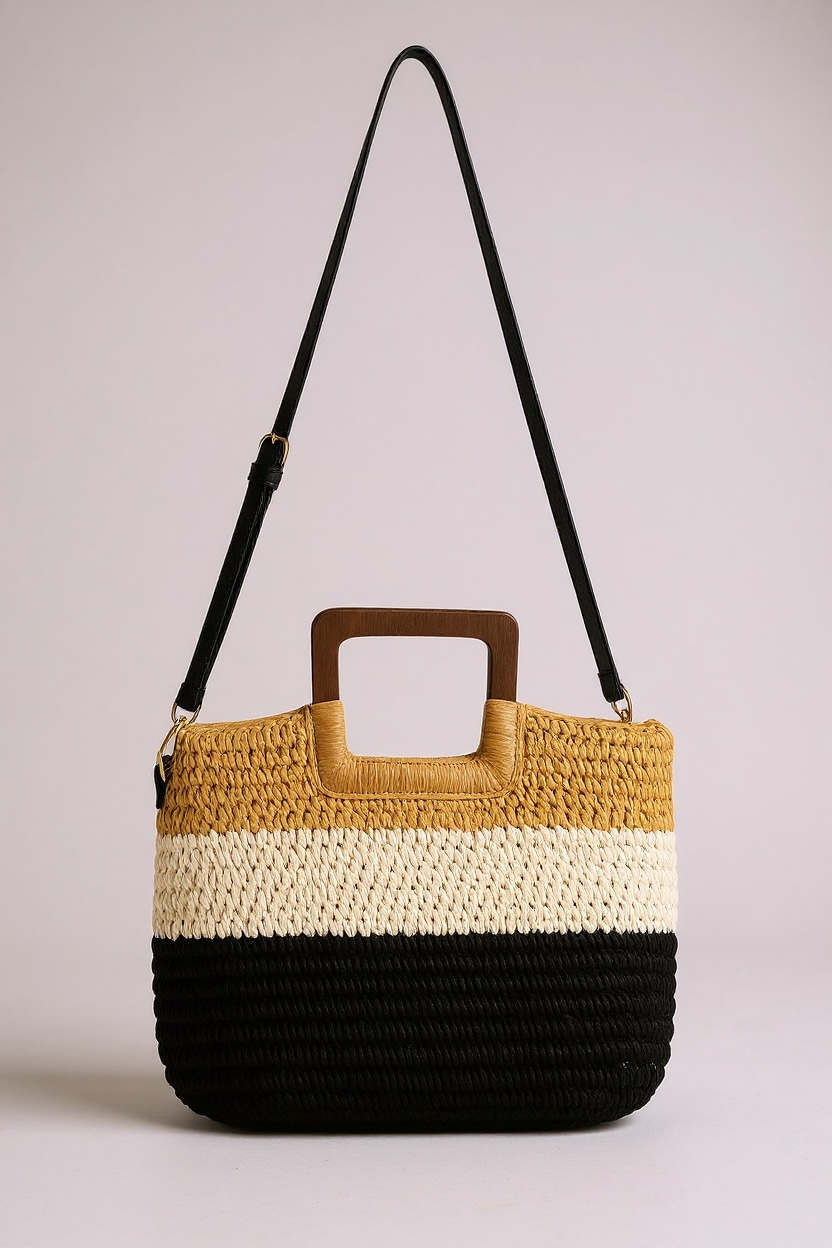 MODWOVEN TRIO COLOR HANDMADE STRAW BRAIDED BAG