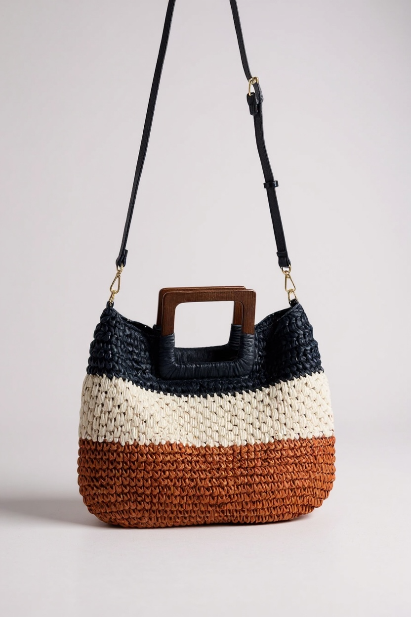 MODWOVEN TRIO COLOR HANDMADE STRAW BRAIDED BAG