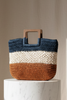 Straw braided bag with trio color stripe
