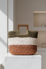 Modwoven trio color handmade straw braided tote bag