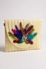 Ocean creature brooch layered straw bag