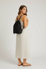 Black braided straw bucket bag side view
