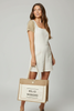 Hello Weekend burlap tote spacious bag