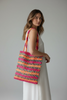 Vibrant wooden beaded tote bag