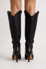 Embroidered stiletto boots, pointed toe