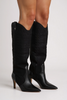 Knee-high stiletto boots with embroidered detailing