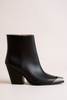 Etched western noir block heel bootie