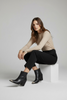 Silver-tip noir western block heel boot