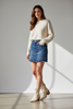 Studded western ankle boot in ivory