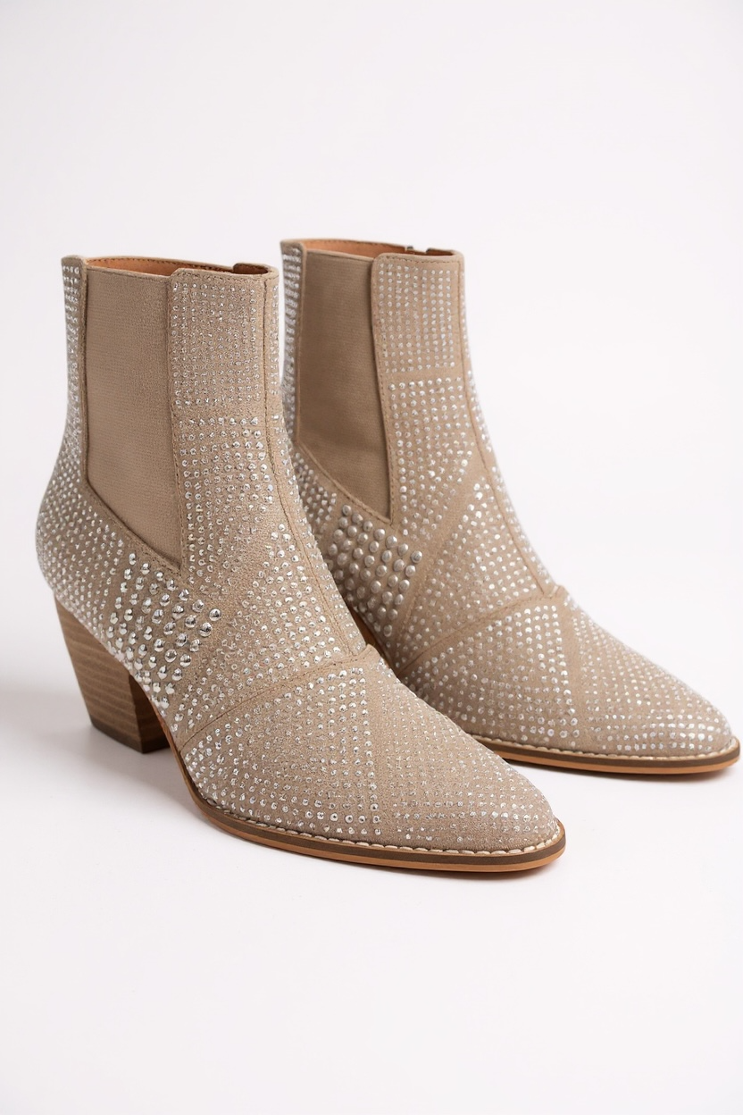 Sahara Sparkle Chelsea Studded Block Heel Ankle Boot