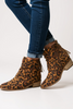 Tan leopard faux suede ankle bootie