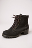 Rugged combat block heel boot