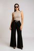 High-waist flare pants with cinch belt