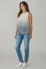 Blue white butterfly plisse tank top side view