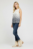 Blue and white butterfly 3D plisse tank top