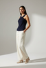 Slinky twist neck tank top in dark blue